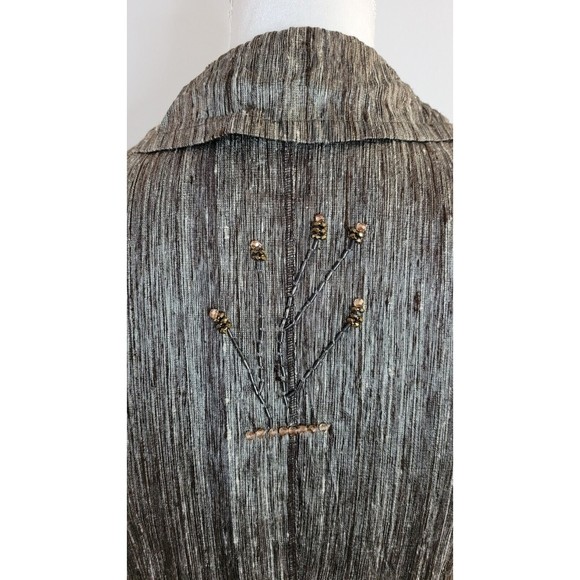 Anthropologie BURNING TORCH Women's Metallic Raw Silk Beaded Duster/Jacket P/SML - Picture 4 of 12